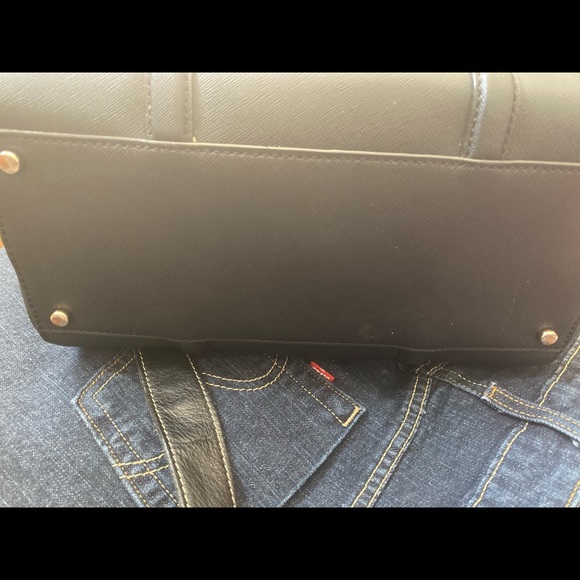 KATE SPADE NY SAFFIANO BLACK LEATHER SATCHEL Crossbody Bag RARE LUX GORG M FLAW - Picture 9 of 12